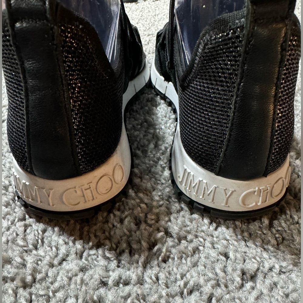 Jimmy Choo Andrea Bungee Lace Slip On Sneakers - black/metallic Size 7.5 US - Picture 7 of 12